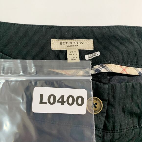 Burberry 8 Womens Washed Black Tailored Striped Cotton Shorts Bermuda - Picture 3 of 9